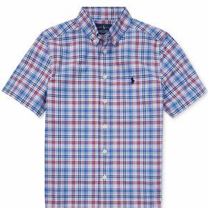 Natural Stretch Plaid Cotton Poplin Shirt
